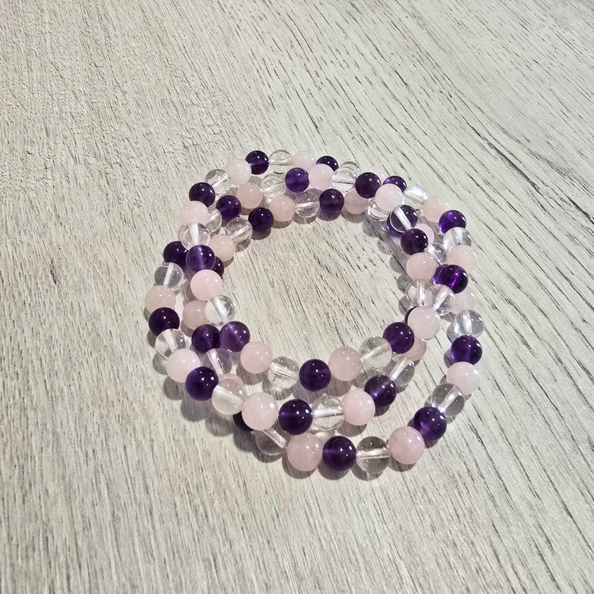 Améthyste, Quartz Rose & Cristal De Roche - 6mm